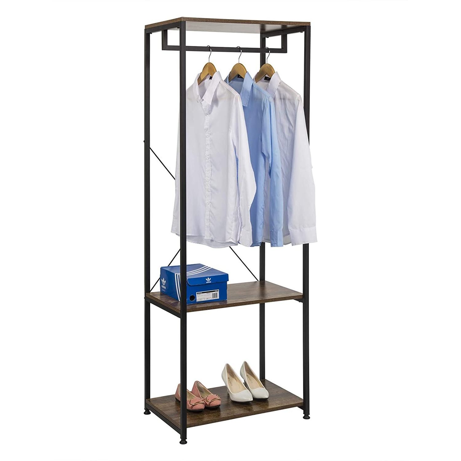 New Coat Rack Hall Tree Entryway Shoe Bench Clothes Hanger 3 Tier Storage Shelf Accent Wooden Furniture for Bedroom Living Room