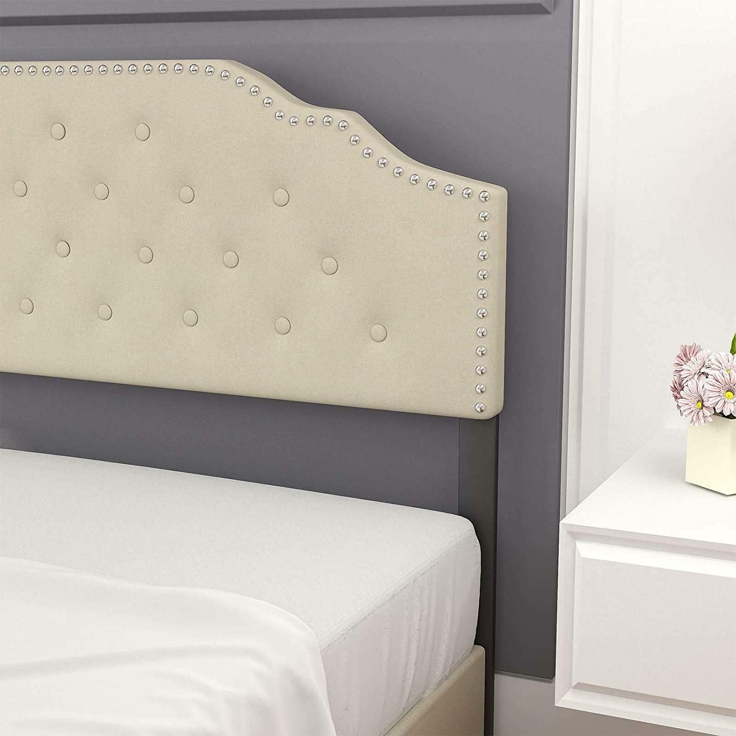 Full Upholstered Bed Frame with Button Tufted Headboard