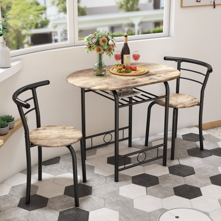 Factory Hot Selling Space Saving Dining Table Set With Two Chairs Small Space Kitchen Dining Set