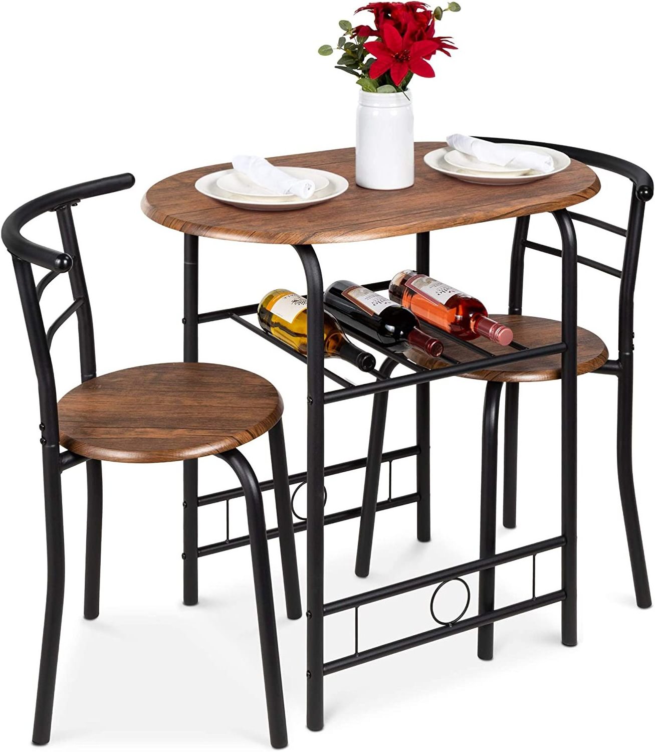 Factory Hot Selling Space Saving Dining Table Set With Two Chairs Small Space Kitchen Dining Set