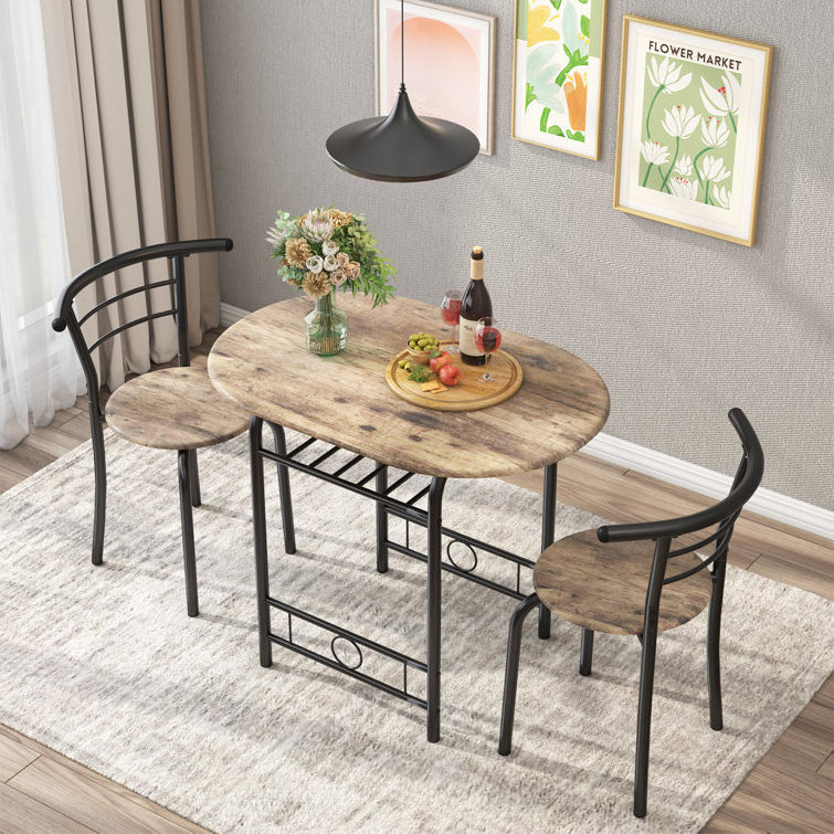 Factory Hot Selling Space Saving Dining Table Set With Two Chairs Small Space Kitchen Dining Set