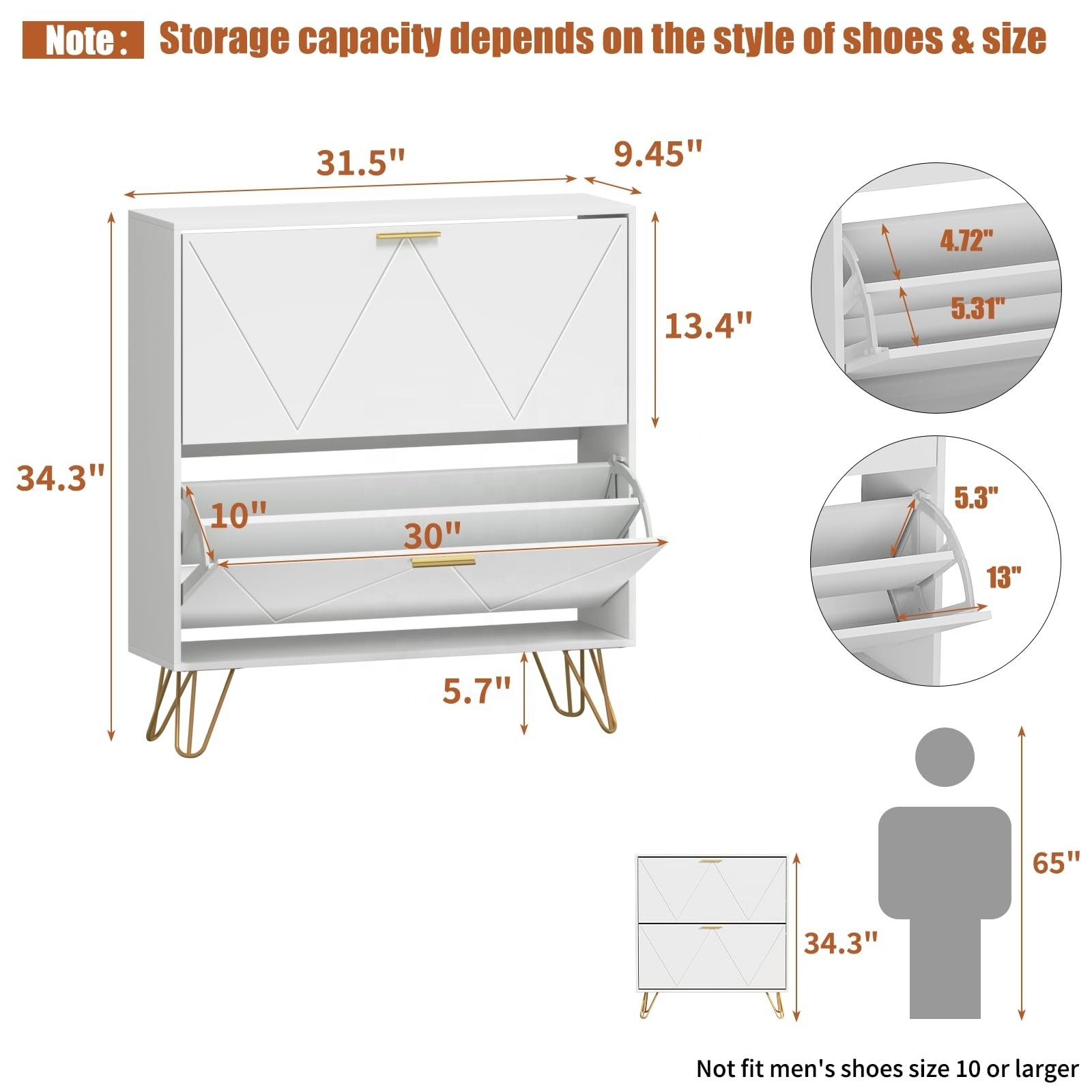 Wooden invisible shoes cabinet with clamshell drawers Locker for entryway Small space Living room Bedroom