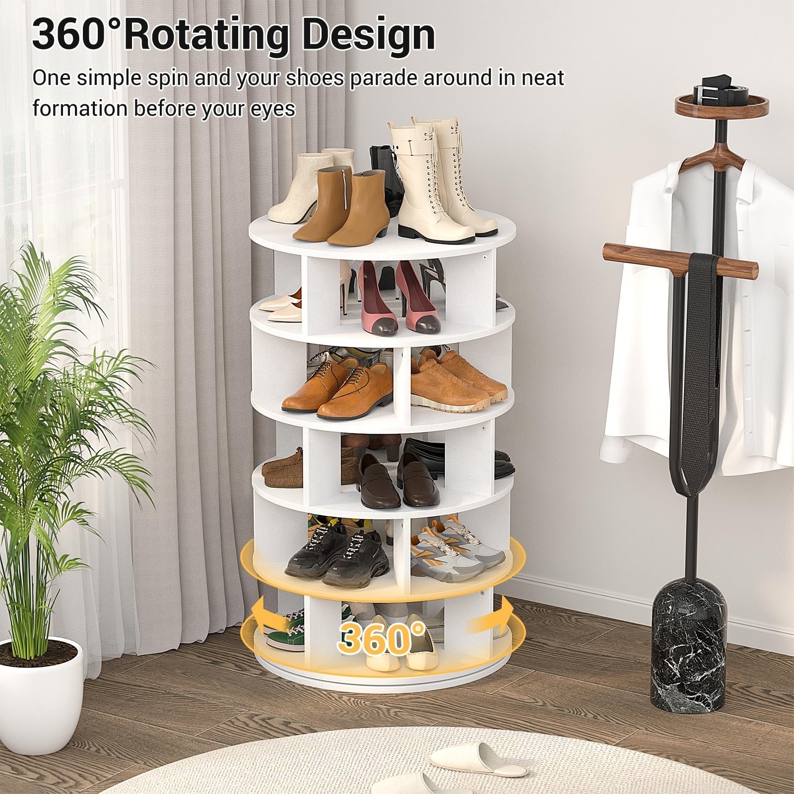 Shoe Rack Storage Organizer Spinning Tower Shoes Storage Shelf 360 Rotating Environmentally Friendly  Modern Household