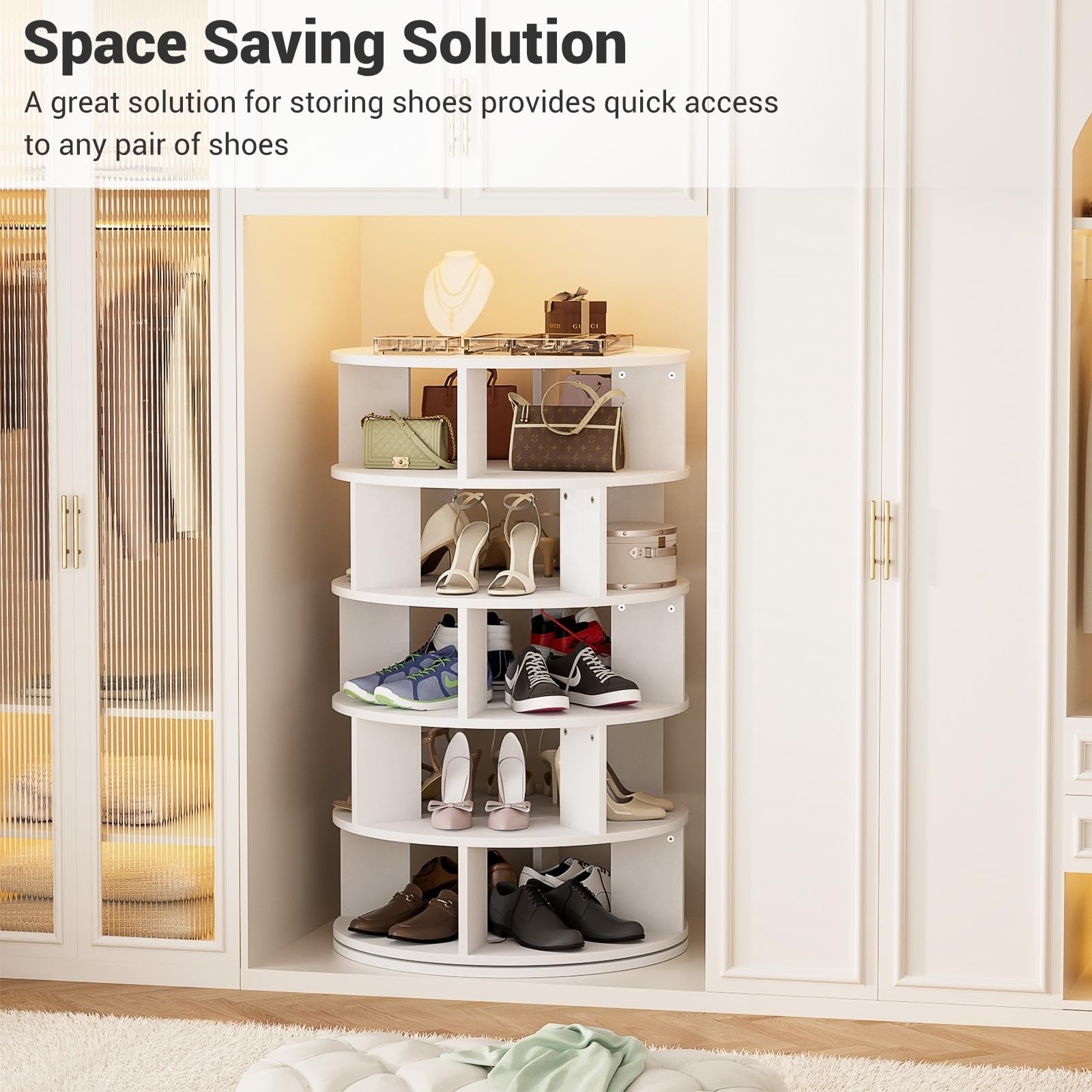 Shoe Rack Storage Organizer Spinning Tower Shoes Storage Shelf 360 Rotating Environmentally Friendly  Modern Household