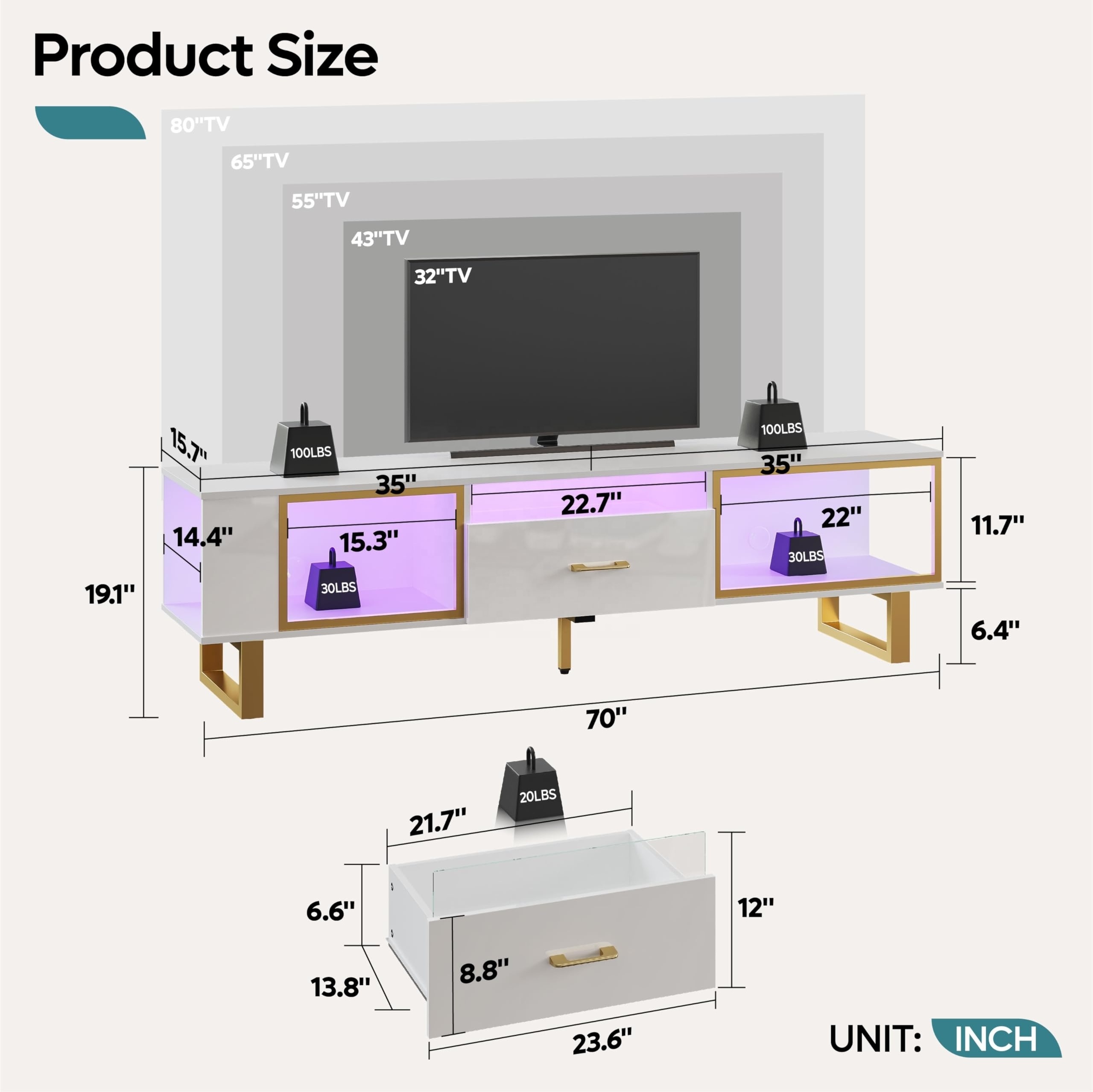 Modern LED Futuristic High  White Wooden TV Stand Modern TV Cabinet Luxury Modern TV Furbiture For Living Room