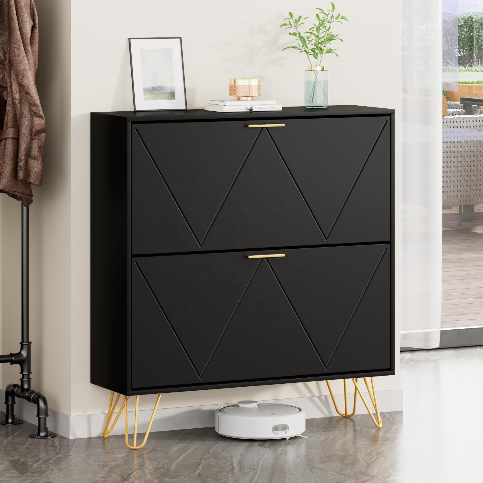 Living room furniture storage cabinet for shoes, entrance wooden shoe cabinet of modern design