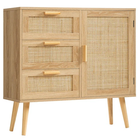 Modern Bedroom  Living Room Drawer Cabinets Rattan Wood Living Room Storage Cabinets For Sale