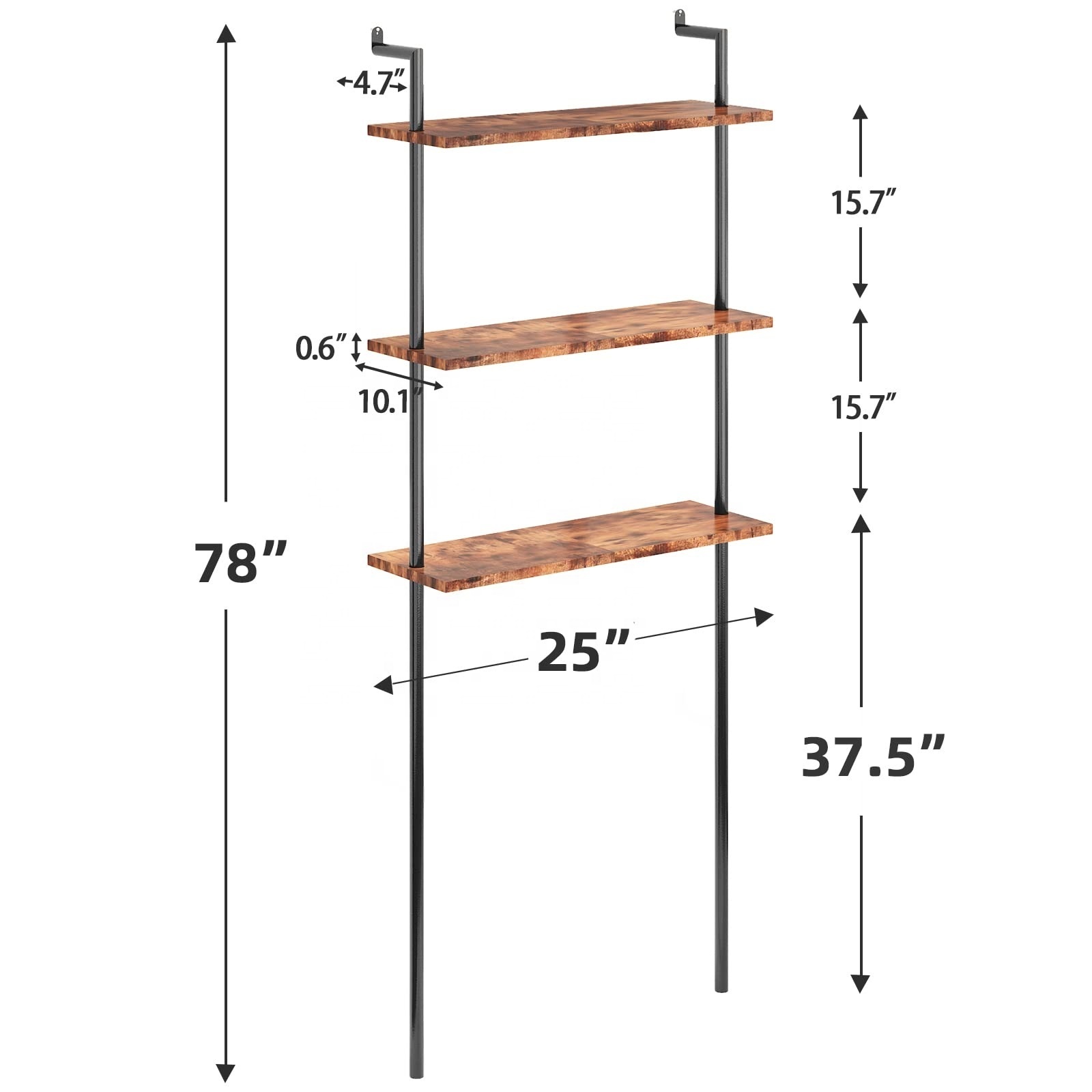 Toilet Storage Wall Shelf With Burnt Solid Wood 3 Tier Display Shelves For Home DecorToilet Storage Shelf Wood For Bathroom