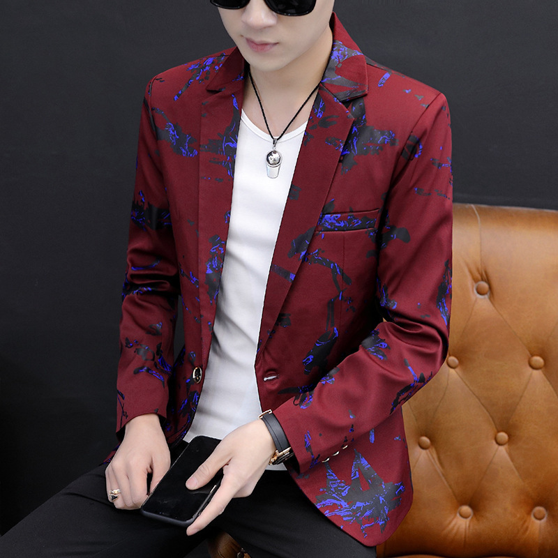 New arrive luxury printing suit jacket fashion male slim fit blazers wedding costume homme mens casual coat