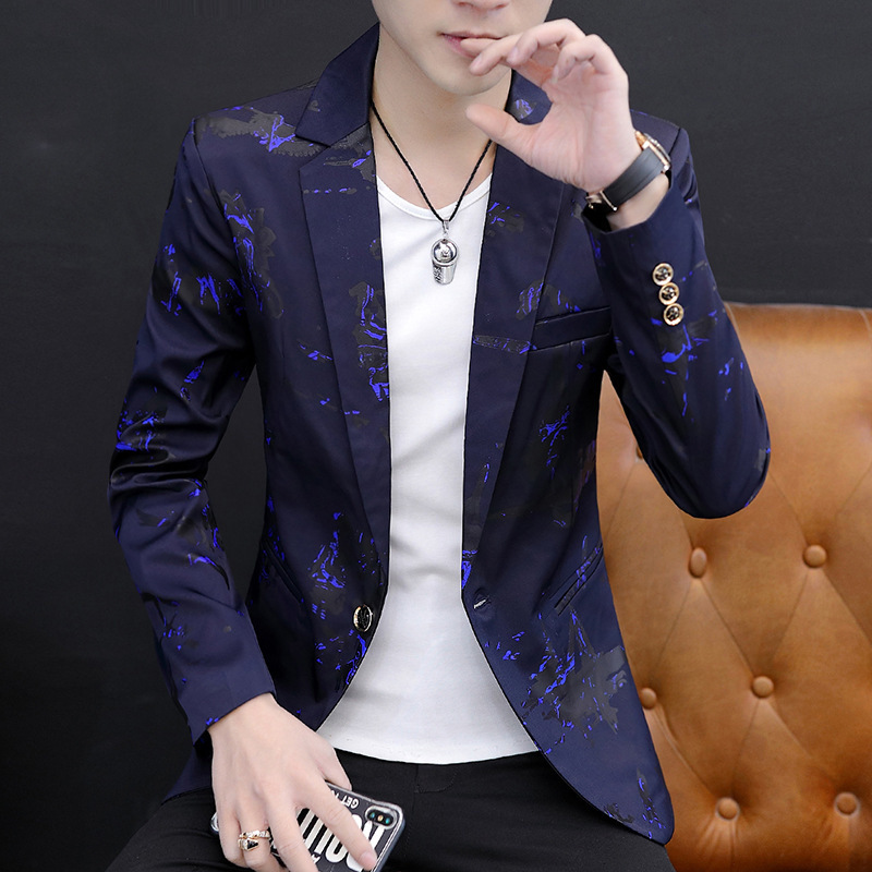 New arrive luxury printing suit jacket fashion male slim fit blazers wedding costume homme mens casual coat