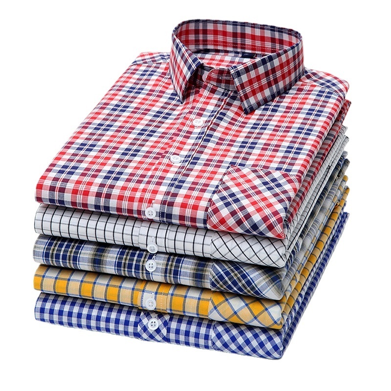 XINGKONG High Quality Men's Cotton Plaid Long-Sleeved Shirt Large Size MEN SHIRT