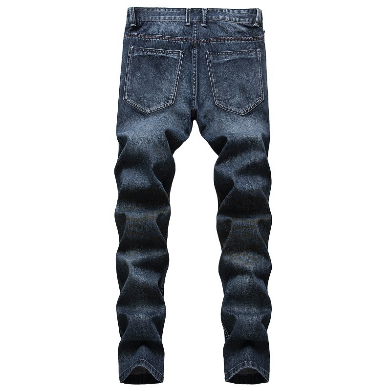 XINGKONG Men's Slim Fit Ripped Jeans with Print Straight Stretchable Denim Pants