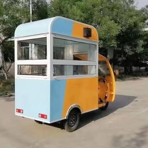 Snack Cart Multifunctional Dining Cart Milk Tea Cold Drink Fried String Breakfast Fast Food Equipment Cart Three Wheels