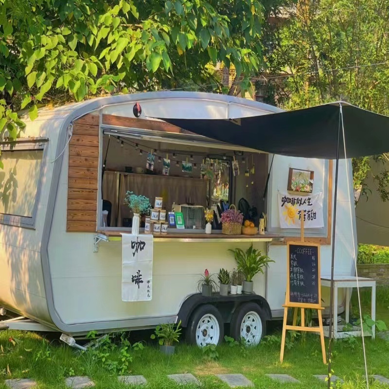 Ice Cream Kiosk Coffee Van Flower Dessert Candy Carts Fast Food Truck Vintage Mobile Bar Food Trailer For