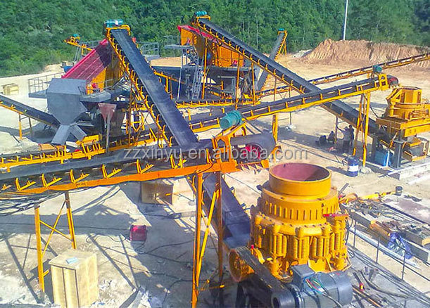 Quartz sand stone crusher machine, Complete set Mining crusher equipment, stone crusher 100 tph fixed rock crushing plant