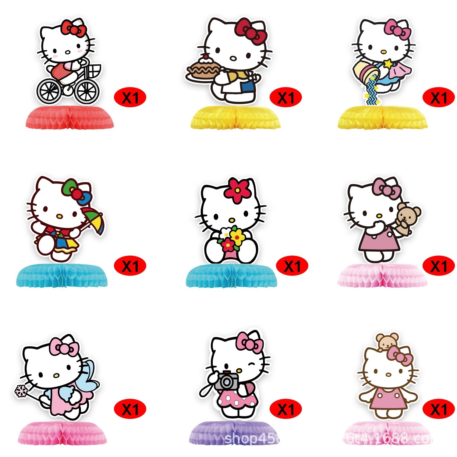 9pcs Hello Kitty Honeycomb Rabbits Set Home Decor  Ornament Cartoon  Honeycomb Table Centerpiece