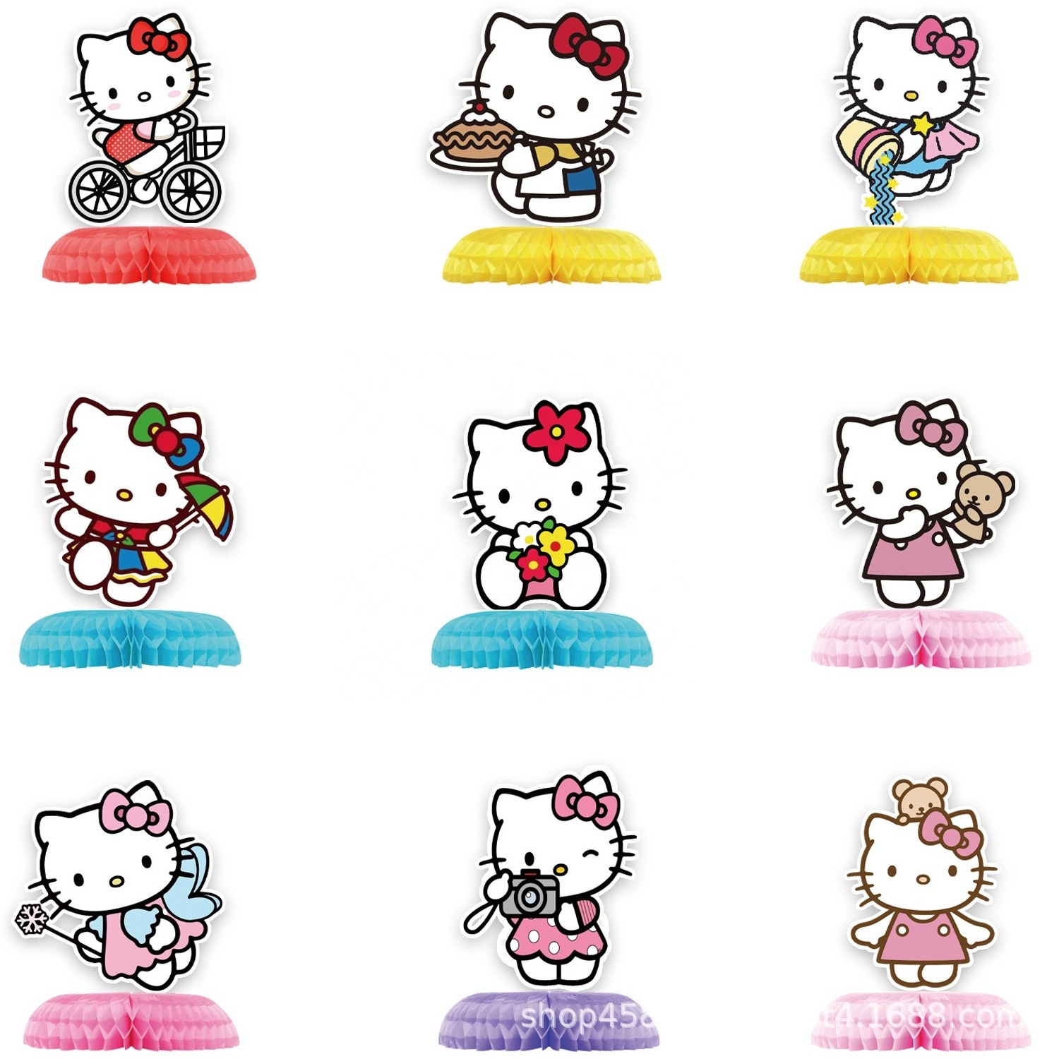 9pcs Hello Kitty Honeycomb Rabbits Set Home Decor  Ornament Cartoon  Honeycomb Table Centerpiece