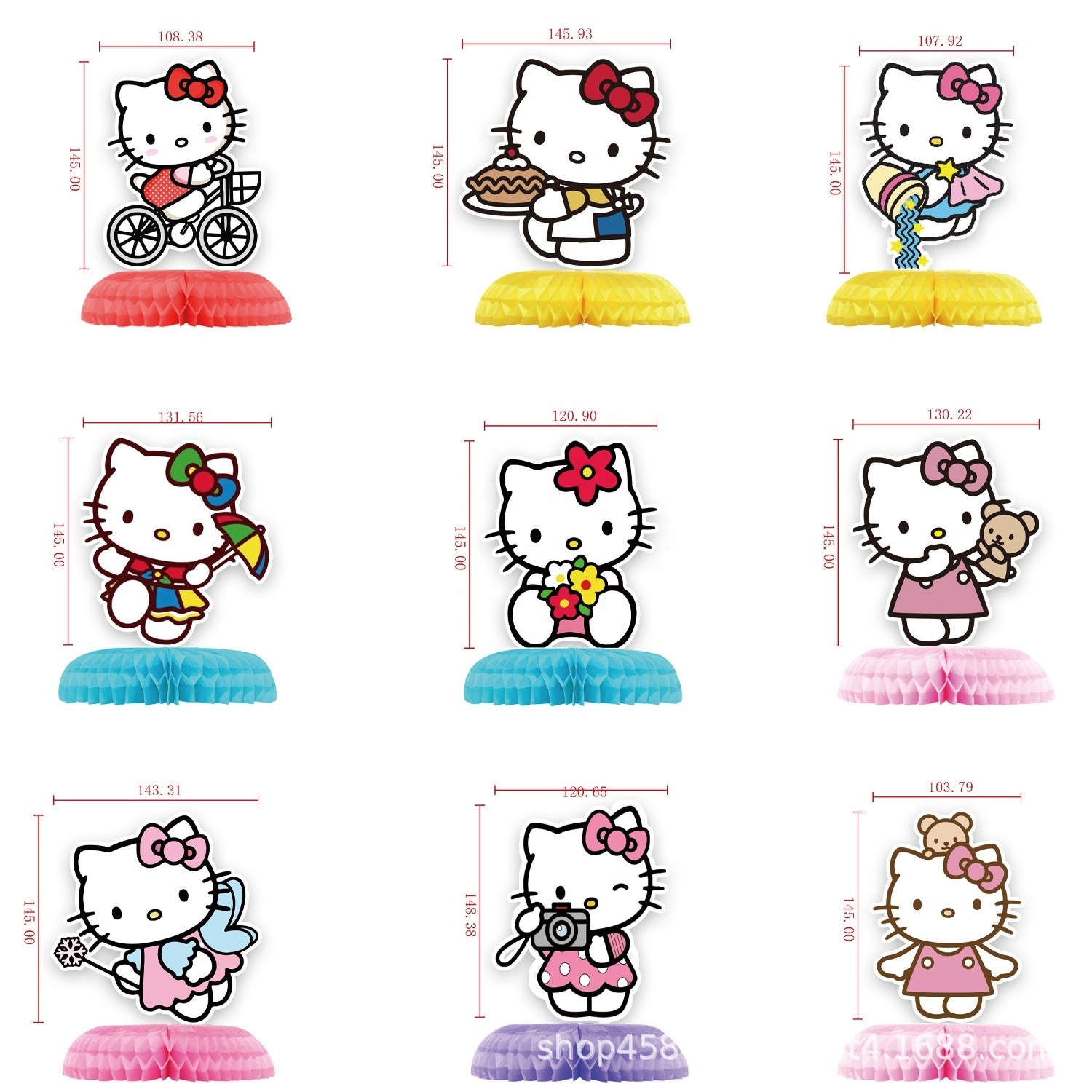 9pcs Hello Kitty Honeycomb Rabbits Set Home Decor  Ornament Cartoon  Honeycomb Table Centerpiece