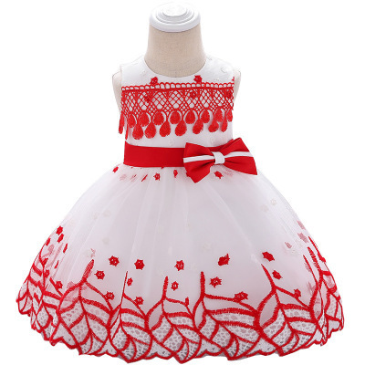 2019 newborn kids girls dress 0-3 years kids embroidered lace princess  bow tie baby dress clothes frozen dresses