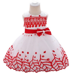 2019 newborn kids girls dress 0-3 years kids embroidered lace princess  bow tie baby dress clothes frozen dresses