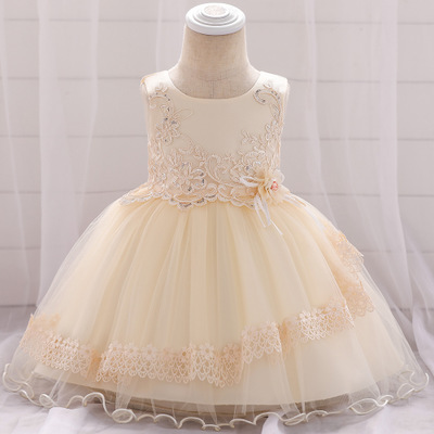 Infant wash clothes lace mesh tutu baby birthday  princess dress children wedding dress