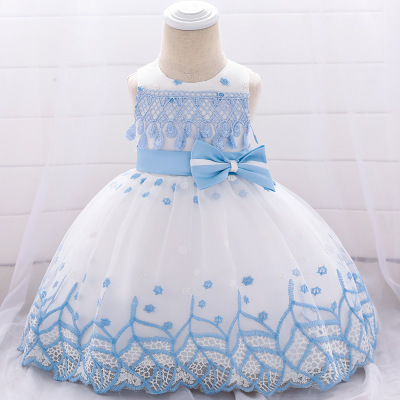 2019 newborn kids girls dress 0-3 years kids embroidered lace princess  bow tie baby dress clothes frozen dresses