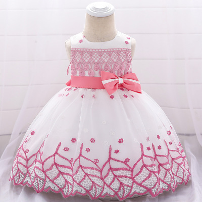 2019 newborn kids girls dress 0-3 years kids embroidered lace princess  bow tie baby dress clothes frozen dresses