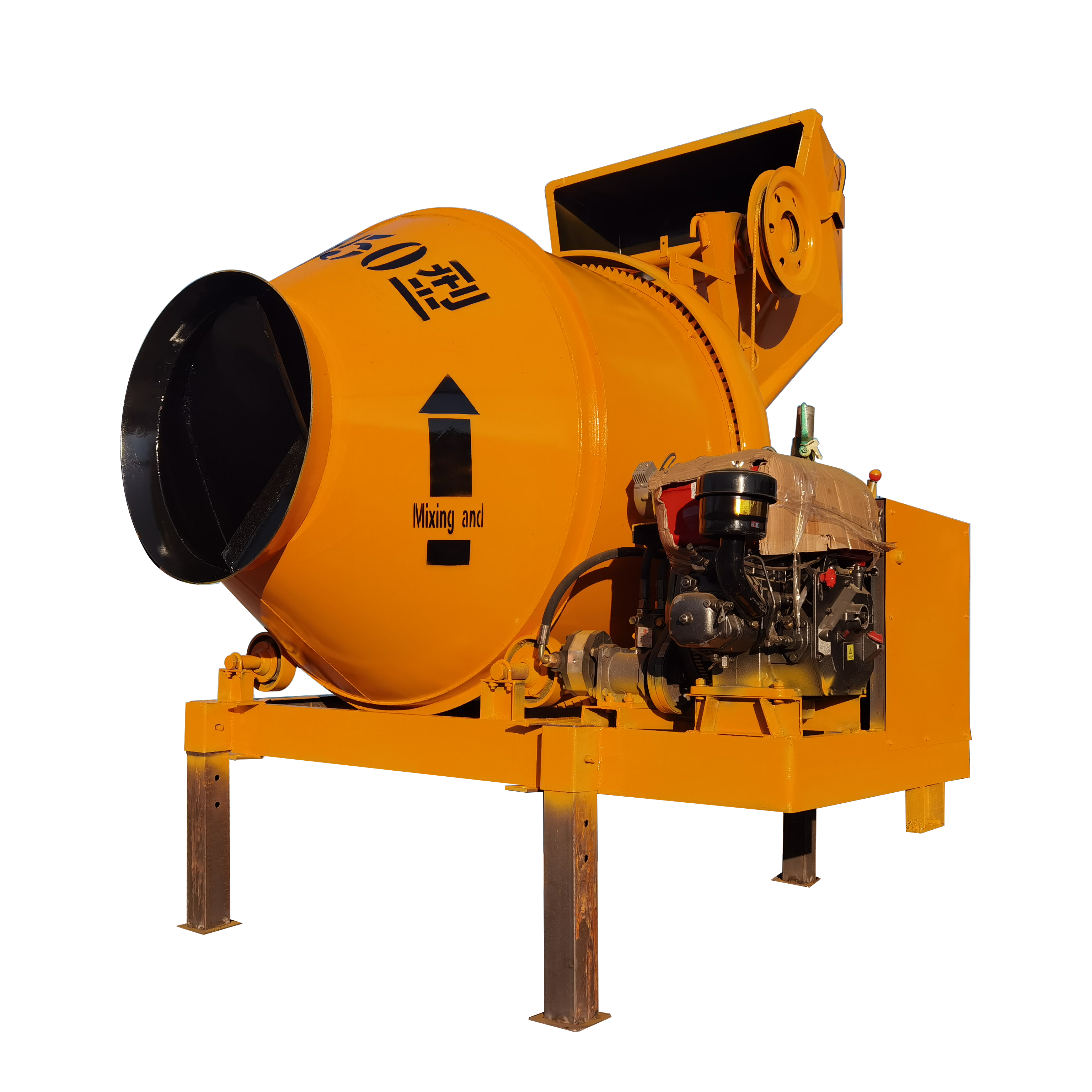 350L  Diesel Concrete Mixer High Efficiency Self Loading Concrete Mixer Diesel Self Lift Cement Mixing Machine