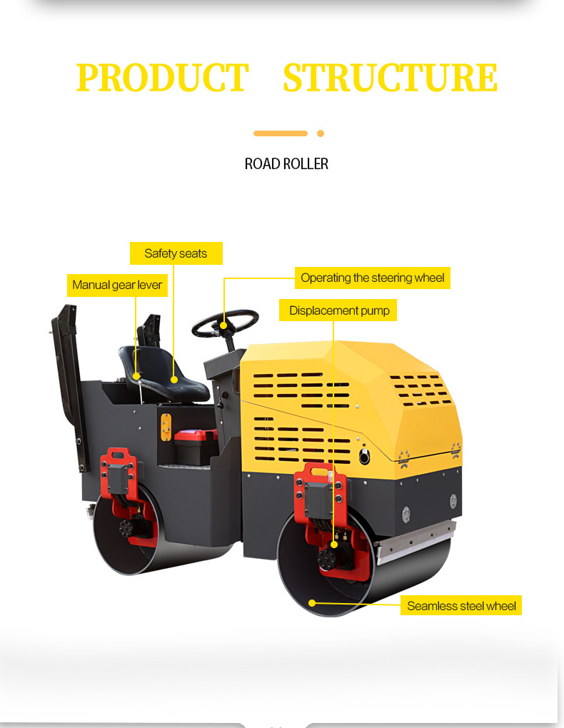 1 Ton Small Road Roller / Road Rollers 6 Tons / Concrete Compactor Machine Road Roller Price