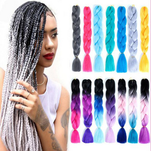 Wholesale Pre Stretched Ombre braids curly weave synthetic braiding hair vendor extension jumbo braid hair