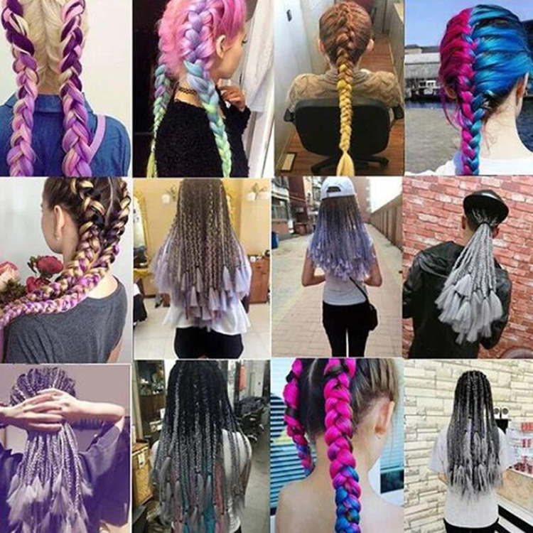 Wholesale Pre Stretched Ombre braids curly weave synthetic braiding hair vendor extension jumbo braid hair