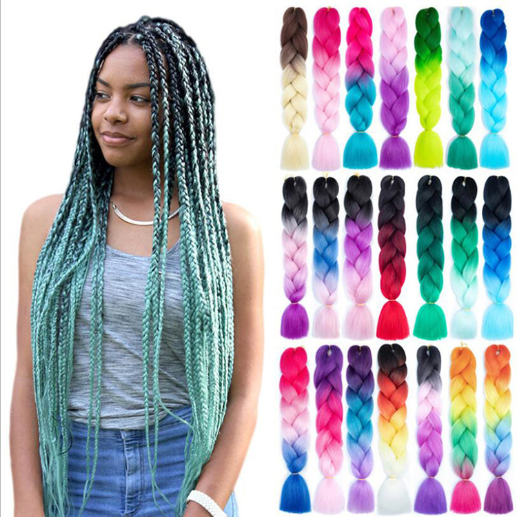 Wholesale Pre Stretched Ombre braids curly weave synthetic braiding hair vendor extension jumbo braid hair