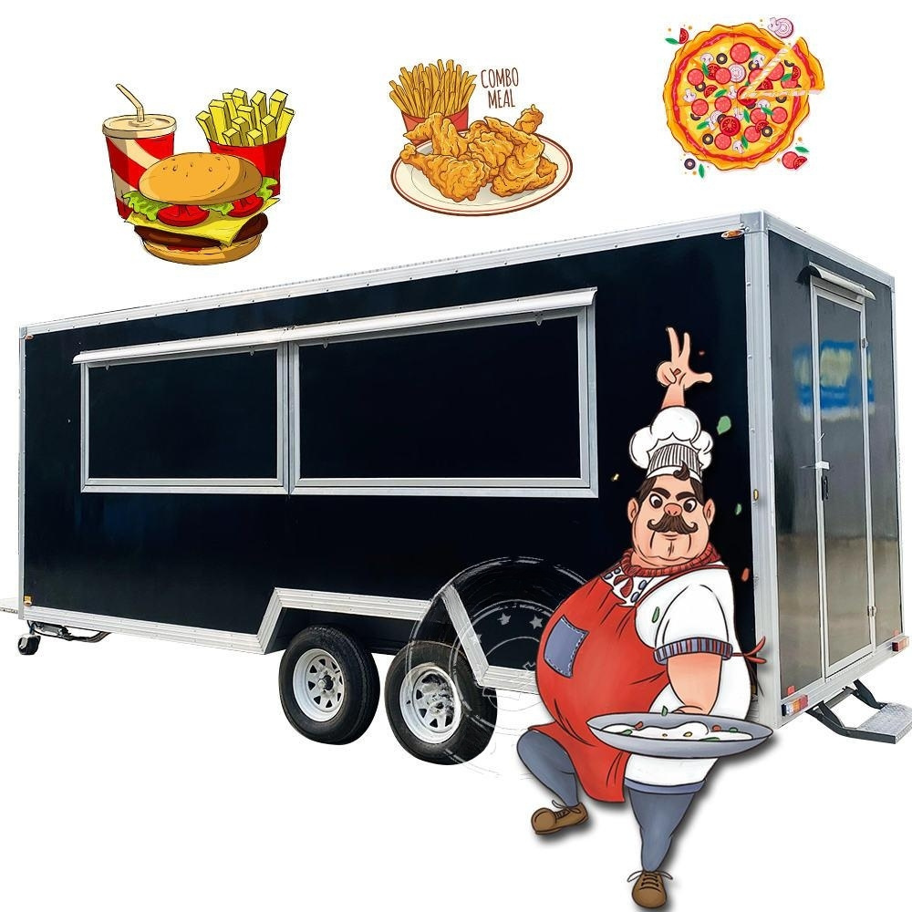 Mobile Kitchen Hot Dog BBQ Food Trailer Coffee Ice Cream Galvanized Steel Street Restaurant Equipment Custom Size Vending Snack