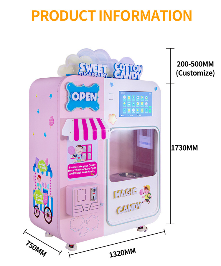 New Design Cotton Candy Machine Vending Machine with Sugar Selling Automatic Cotton Multifunctional Retail Provided Marshmallow