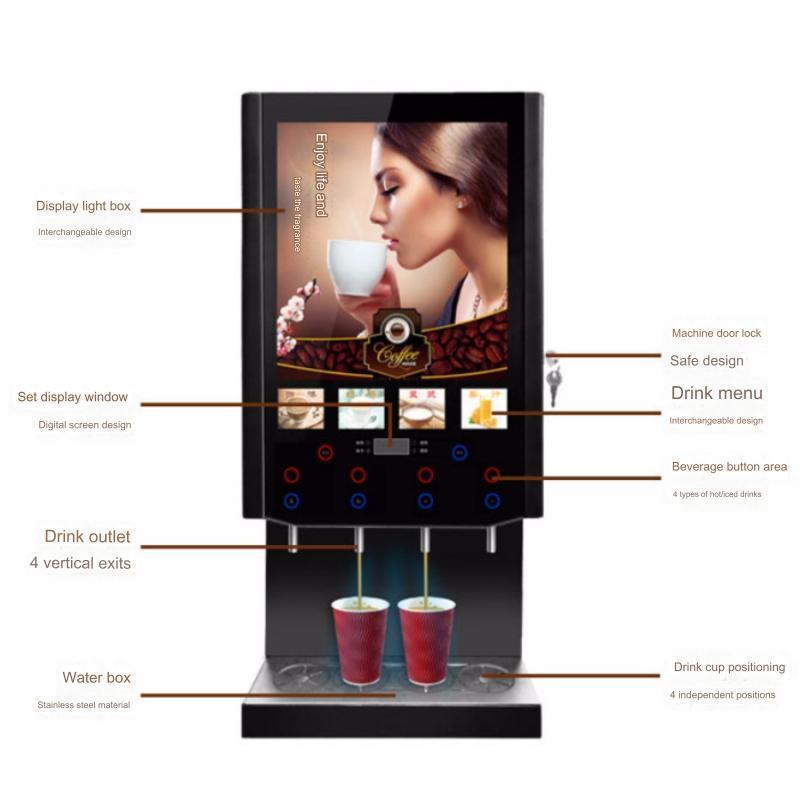 Instant coffee machine commercial 4 hot ice coffee vending machine hot ice water milk tea vending machine