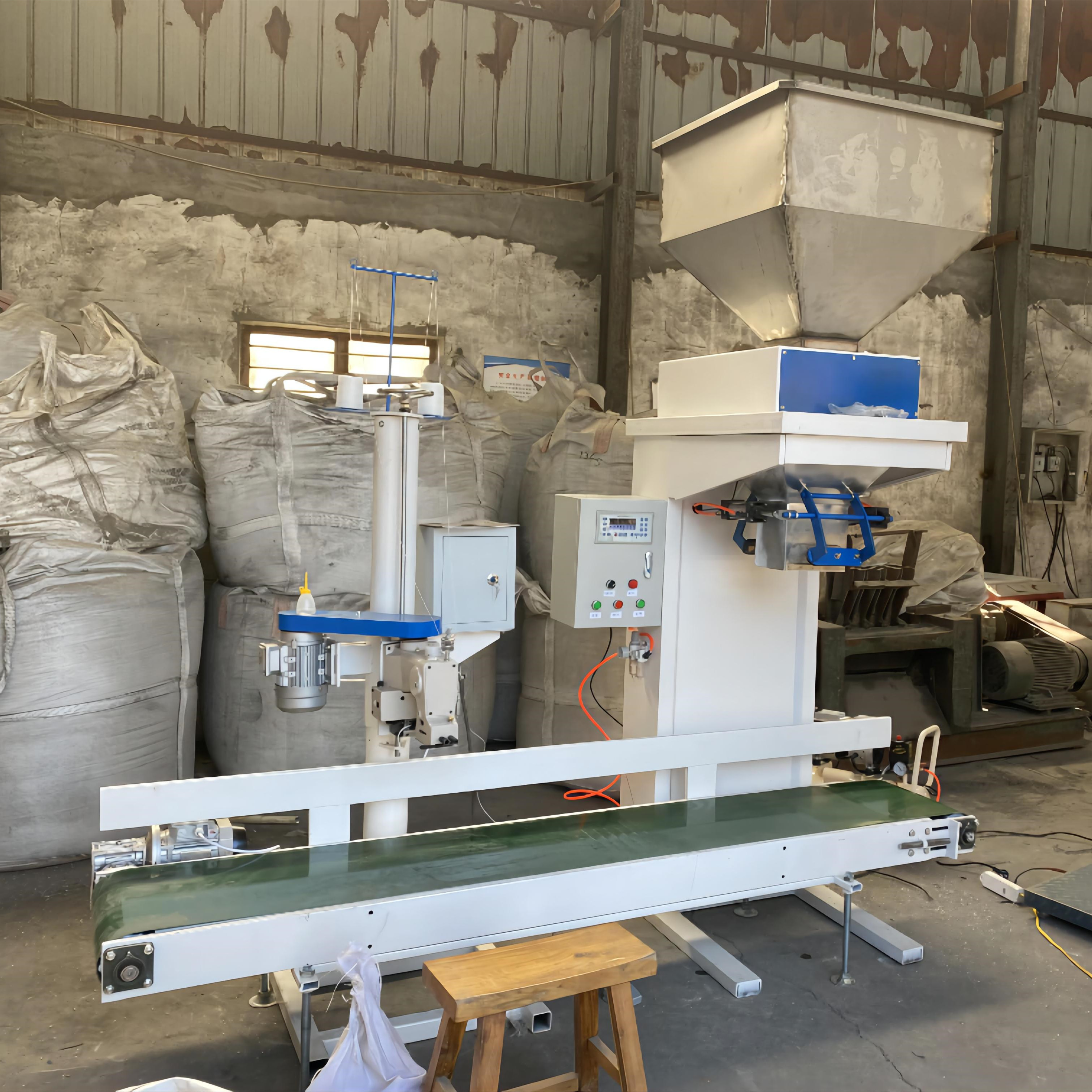 2kg 50kg Fertilizer Wood Pellet Flour Packing Machine Sewing Machine Seed Weighing Double Bucket Bagging Machine