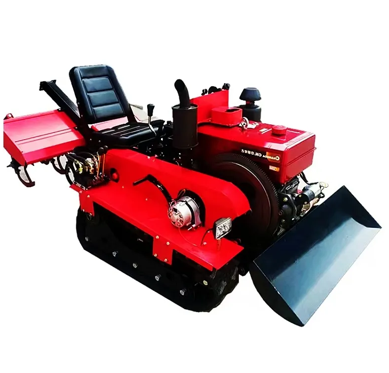 Riding Crawler Rotary Tiller High Horsepower Diesel Power Tiller Small Greenhouse Cultivated Land Ditch Ridger