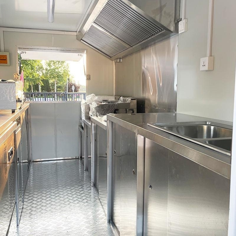 Stainless steel dining car making mobile kitchen fast food trailer dining car custom size