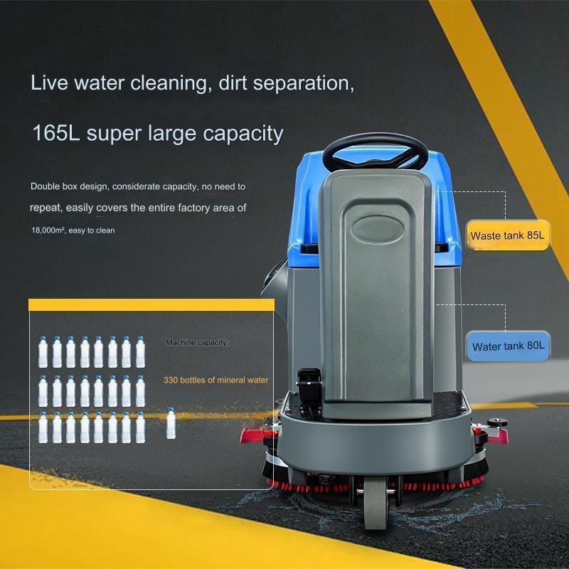 Clean water tank capacity 80L ride-on commercial floor scrubber industrial shopping mall factory supermarket property garage mop