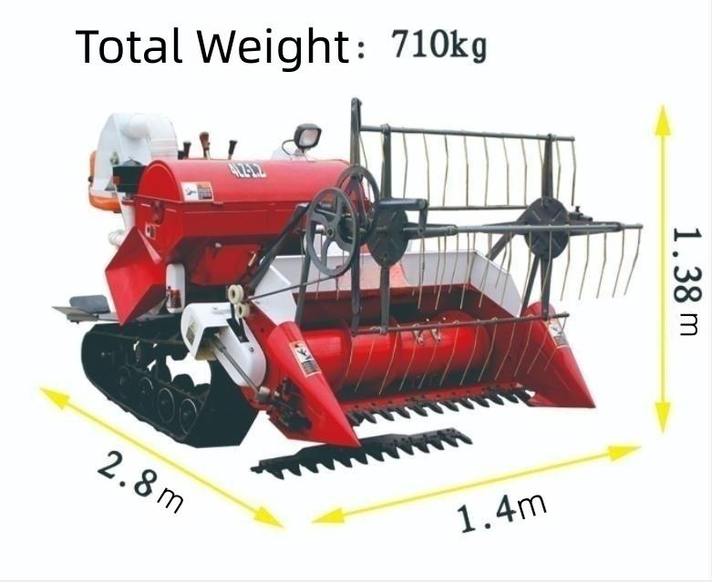 Agricultural Feeding Rice Harvester Crawler Rice Harvester Threshing Cleaning Driving Combine Harvester