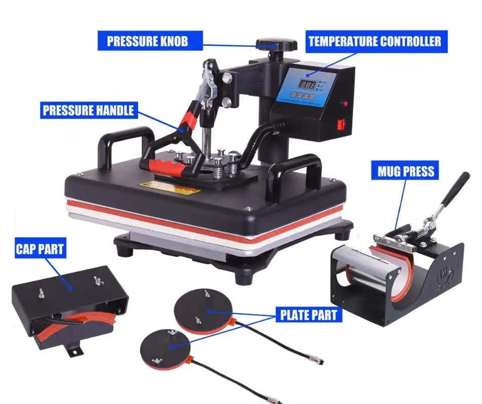 Heat Press Machine Dye Sublimation Printing Machine Push Pull Swing 8 in 1 Multifunctional Provided Flatbed Printer Manual Press