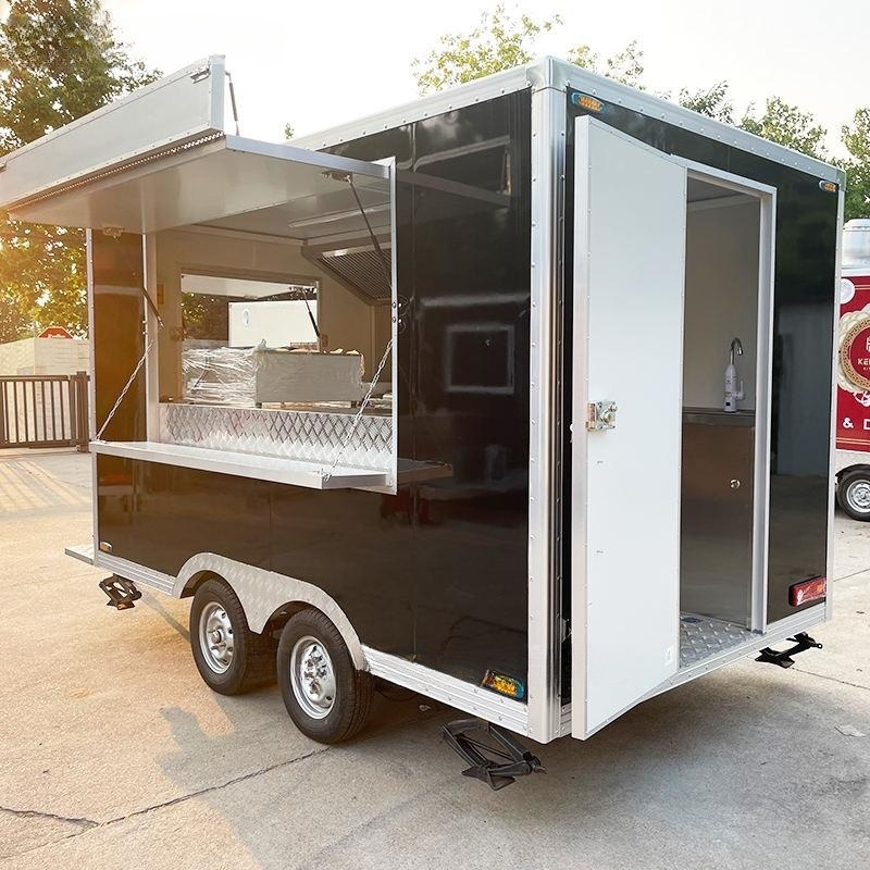 12ft Fully Catering Equipped Food Truck Hot Dog Food Cart Customized Food Trailer Kitchen Equipments USA with Full Restaurant