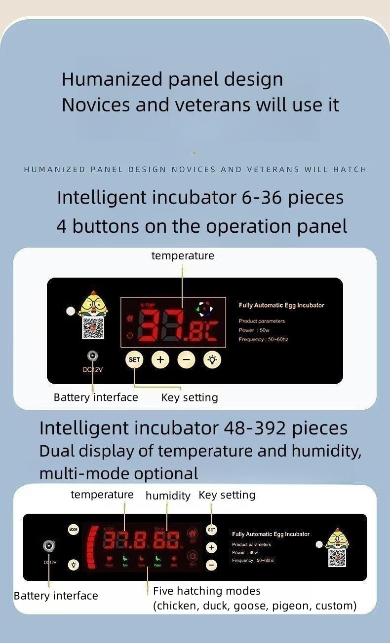 Pull-out Intelligent Incubator 500 Eggs Hatching Machinedual Power Supply 220V/110V/12V Chicken Hatchery Automatic Egg Turning