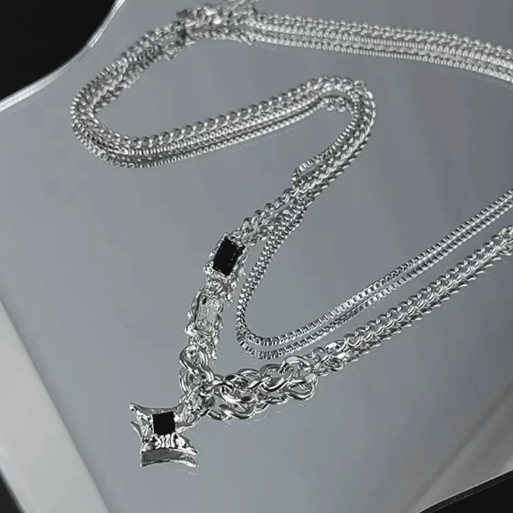 18k Initial Pendant Paved Gold Chain 60 Cms Silver Padlock Diamond Choker Stainless Steel Necklace