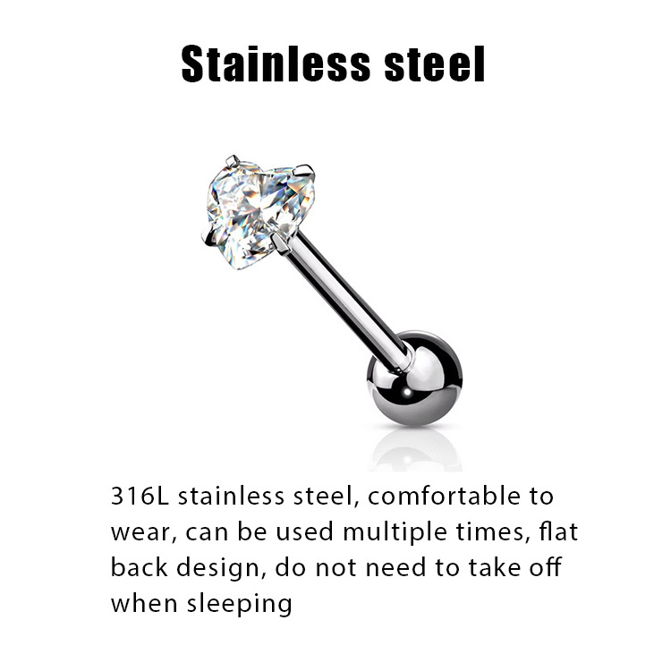 Fashion Design Threadless Labret Piercing Support Customization Vibrating Labret Studs Stainless Steel Titanium Labret Ring