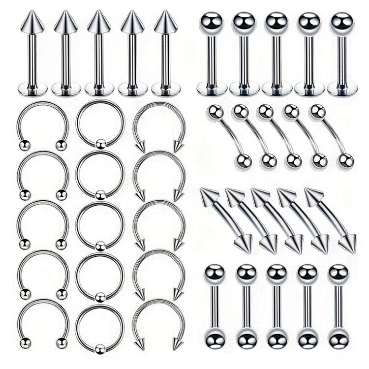 Stainless Steel Joyeria Men Piercing Joias Jewelry Ball C-shaped Horseshoe Ring Lip and Tongue Rings