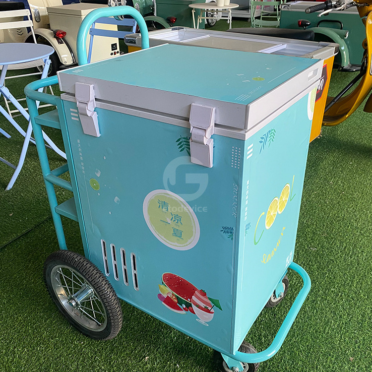 Mini electric used popsicle tricycle delivery vendor ice cream bicycle carts street food vending bike with freezer