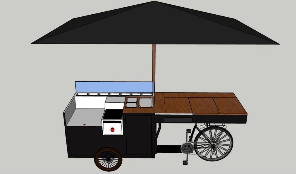 Street sale food cart hot dog bike with refrigerator electric tricycle for outdoor business