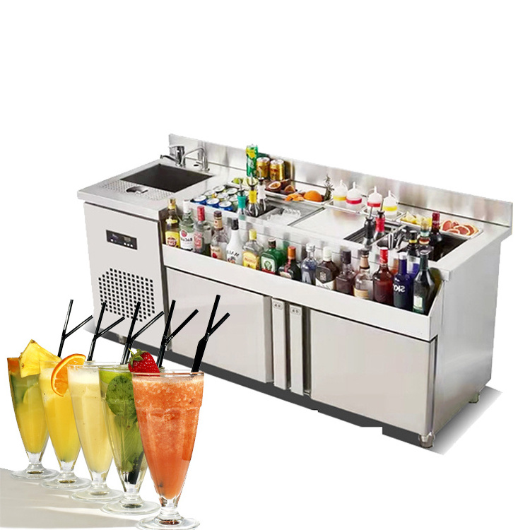 OEM Order Cafe Bar Display Counter Stainless Steel Coffee Shop Cocktail Station for Restaurant