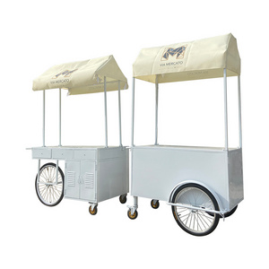 Customized Food Cart Stand Hand Push Mini Cart with Wheels and Canvas